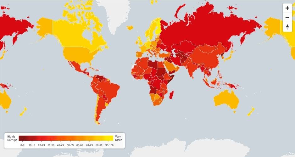 Classement des pays les plus corrompus du monde